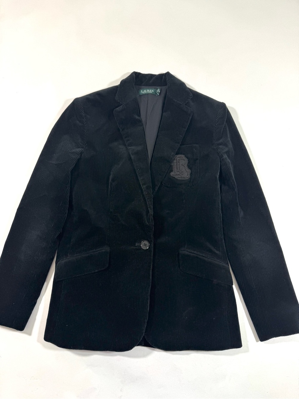 Lauren Ralph Lauren Bullion Patch Corduroy Blazer Jacket Black